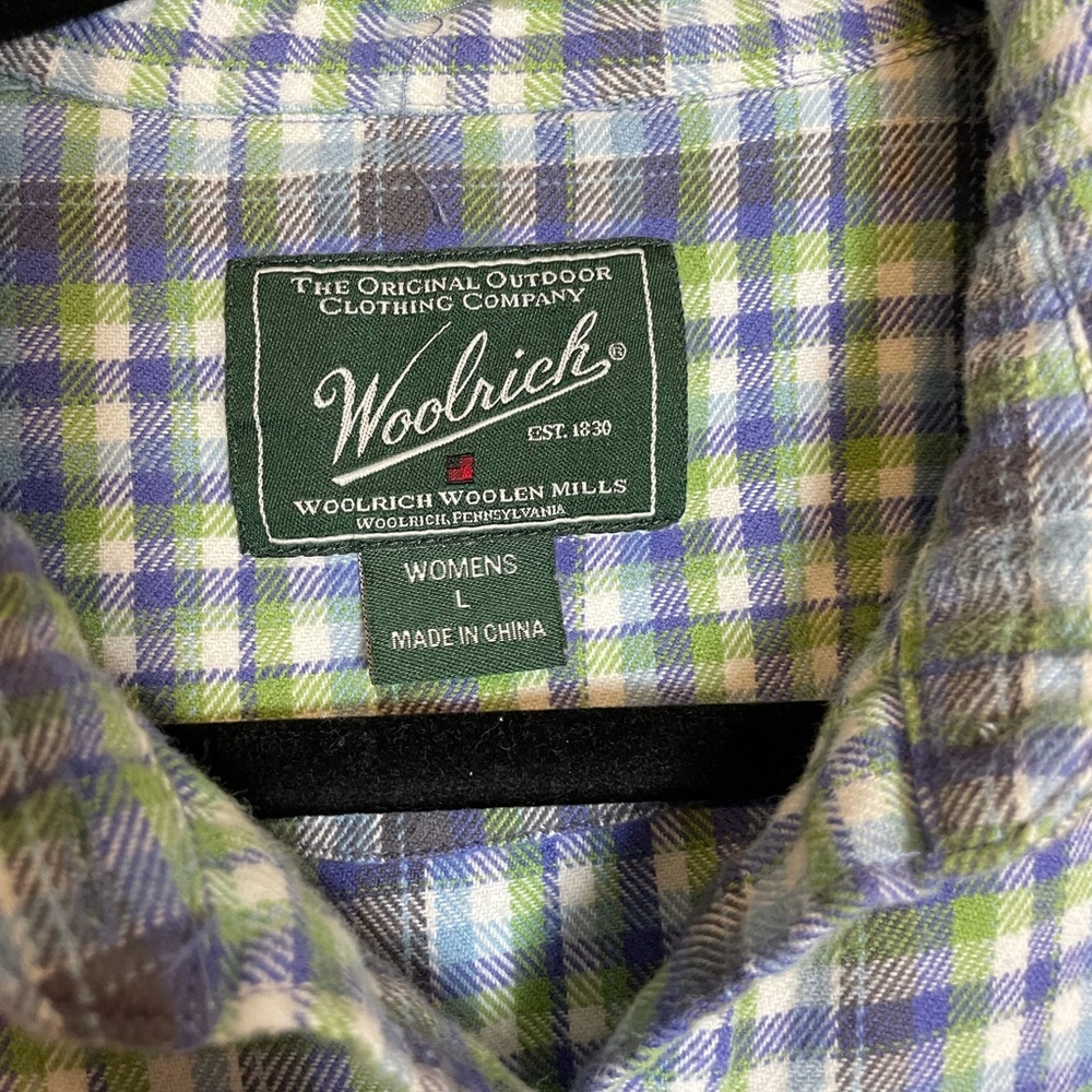Woolrich button up flannel purple and green checkered - Picture 5 of 6